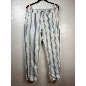 Denim & Flower Pants 30x30 Blue White Striped Cotton Slim Coastal Preppy Beachy